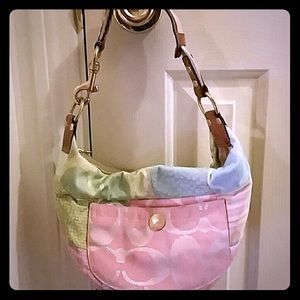 🌸 H 🥳Pick. Vintage Coach Hampton patchwork RARE hobo